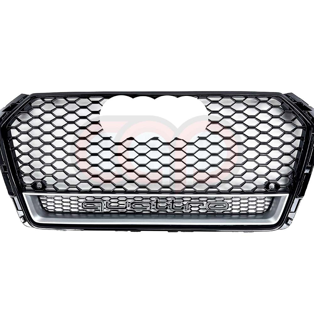 B9 RS4 Honeycomb Lower Frame Grille Quattro Silver Frame | Audi B9 A4 Non S-Line, A4 S-Line, S4 | Canadian Auto Performance
