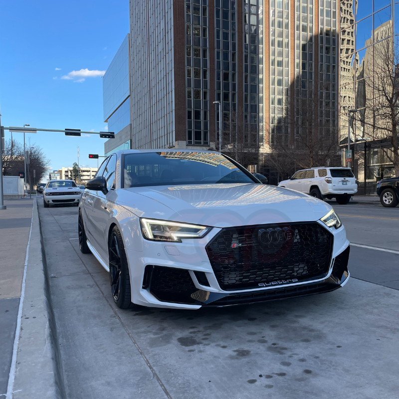 B9 Front Bumper RS4 Bumper V2 RS4 Grille Black Frame Black Mesh Both Styles Included Non-ACC | Audi B9 A4, S4 | Canadian Auto Performance