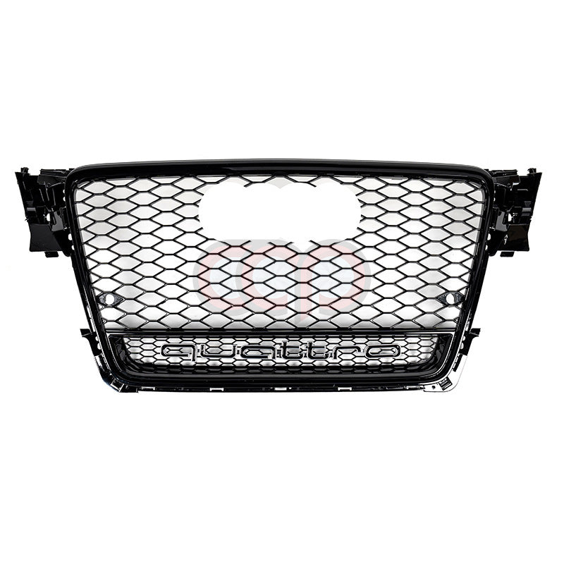B8 RS4 Honeycomb Grille Quattro Black Frame Black Mesh Black Lower Frame | Audi B8 A4 Non S-Line Sedan, A4 S-Line Sedan, S4 Sedan | Canadian Auto Performance