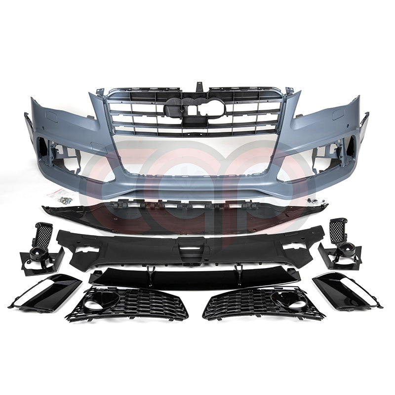 D4 Front Bumper RS8 Bumper RS8 Style Black Frame Black Mesh Yes Front Camera | Audi D4 A8, S8 | Canadian Auto Performance