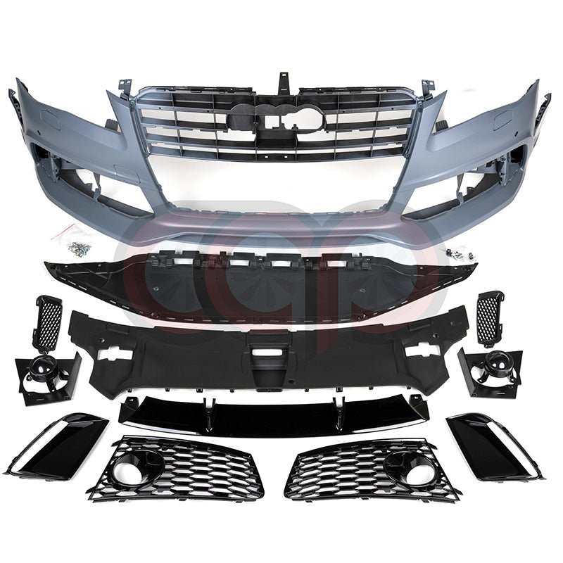 D4 Front Bumper RS8 Bumper RS8 Style Black Frame Black Mesh Yes Front Camera | Audi D4 A8, S8 | Canadian Auto Performance