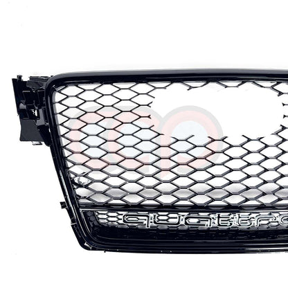B8 RS4 Honeycomb Grille Quattro Black Frame Black Mesh Black Lower Frame | Audi B8 A4 Non S-Line Sedan, A4 S-Line Sedan, S4 Sedan | Canadian Auto Performance