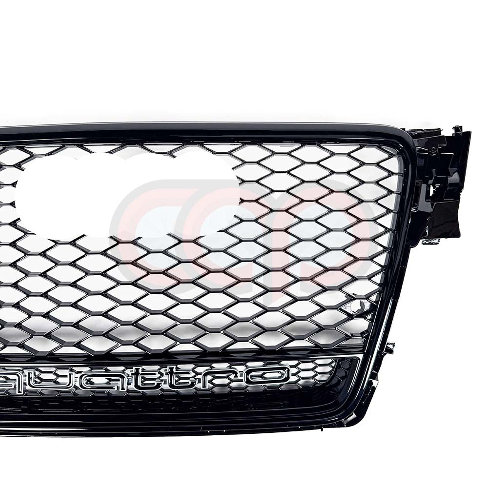 B8 RS4 Honeycomb Grille Quattro Black Frame Black Mesh Black Lower Frame | Audi B8 A4 Non S-Line Sedan, A4 S-Line Sedan, S4 Sedan | Canadian Auto Performance