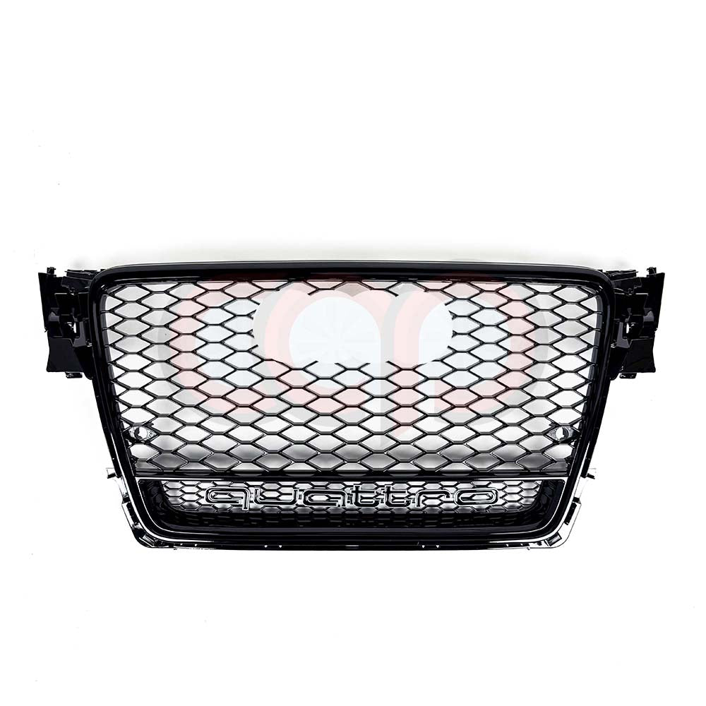 B8 RS4 Honeycomb Grille Quattro Black Frame Black Mesh Black Lower Frame | Audi B8 A4 Non S-Line Sedan, A4 S-Line Sedan, S4 Sedan | Canadian Auto Performance