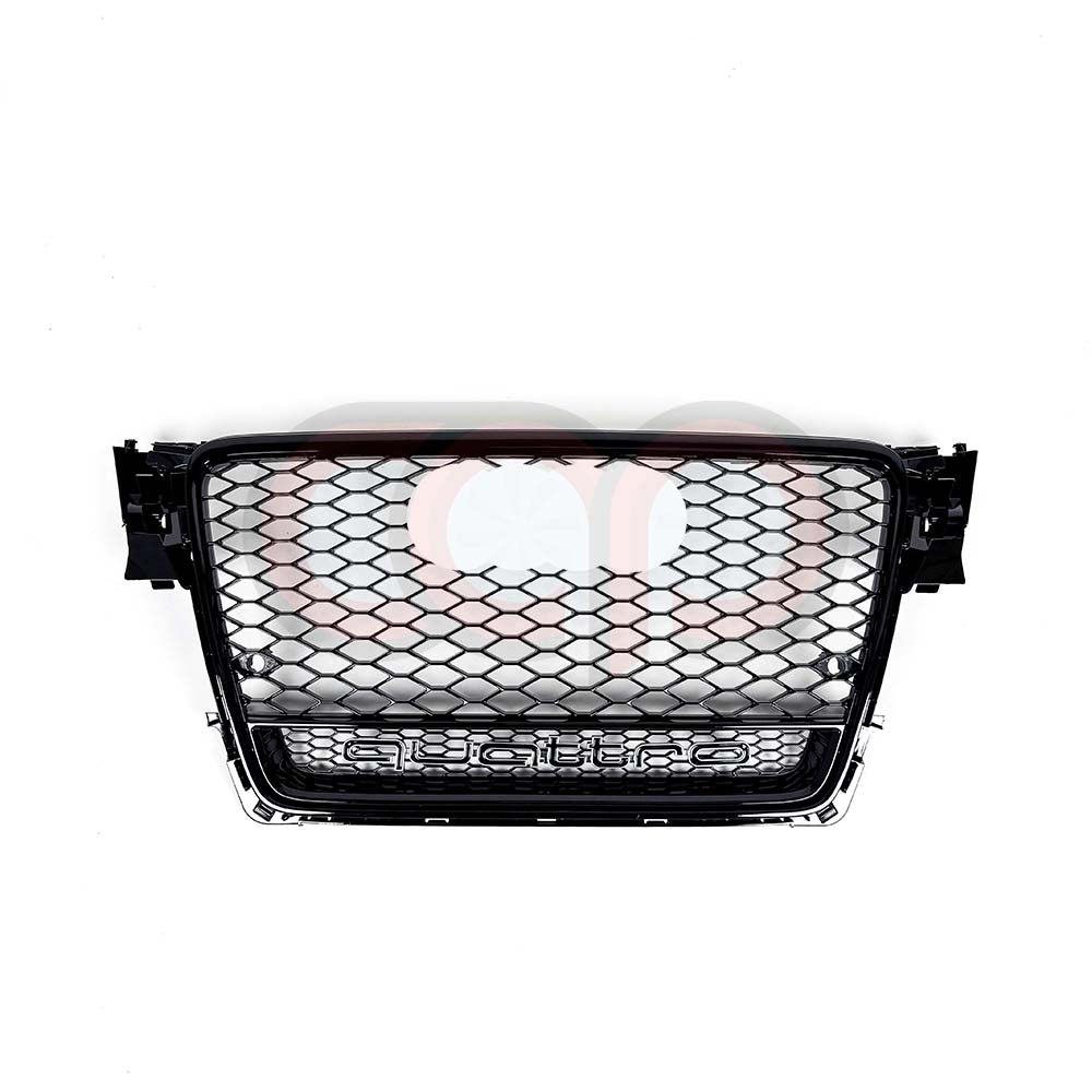 B8 RS4 Honeycomb Grille Quattro Black Frame Black Mesh Black Lower Frame | Audi B8 A4 Non S-Line Sedan, A4 S-Line Sedan, S4 Sedan | Canadian Auto Performance