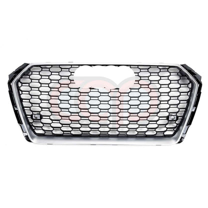 RS4 Honeycomb Silver Frame Grille | Audi B9 A4 Non S-Line, A4 S-Line, S4 | Canadian Auto Performance