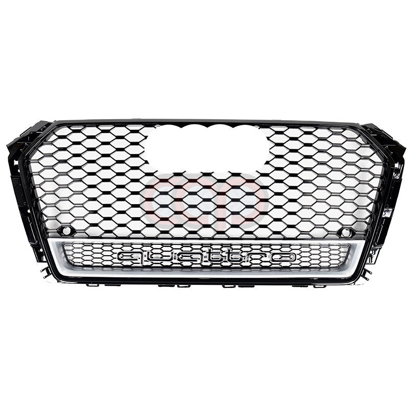 B9 RS4 Honeycomb Lower Frame Grille Quattro Silver Frame | Audi B9 A4 Non S-Line, A4 S-Line, S4 | Canadian Auto Performance