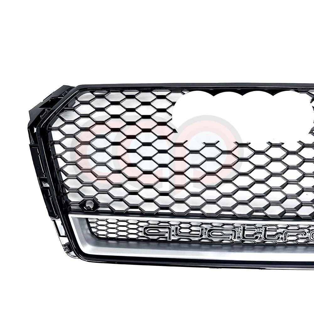 B9 RS4 Honeycomb Lower Frame Grille Quattro Silver Frame | Audi B9 A4 Non S-Line, A4 S-Line, S4 | Canadian Auto Performance