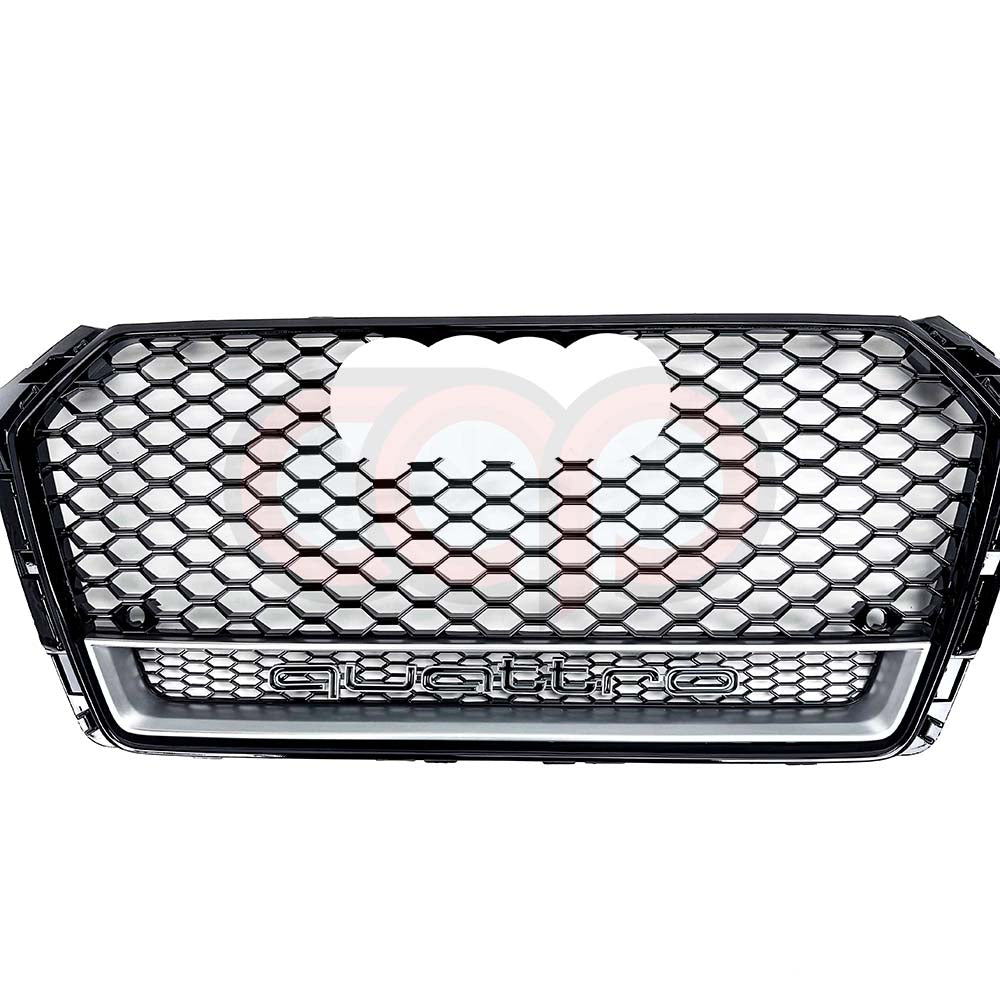 B9 RS4 Honeycomb Lower Frame Grille Quattro Silver Frame | Audi B9 A4 Non S-Line, A4 S-Line, S4 | Canadian Auto Performance