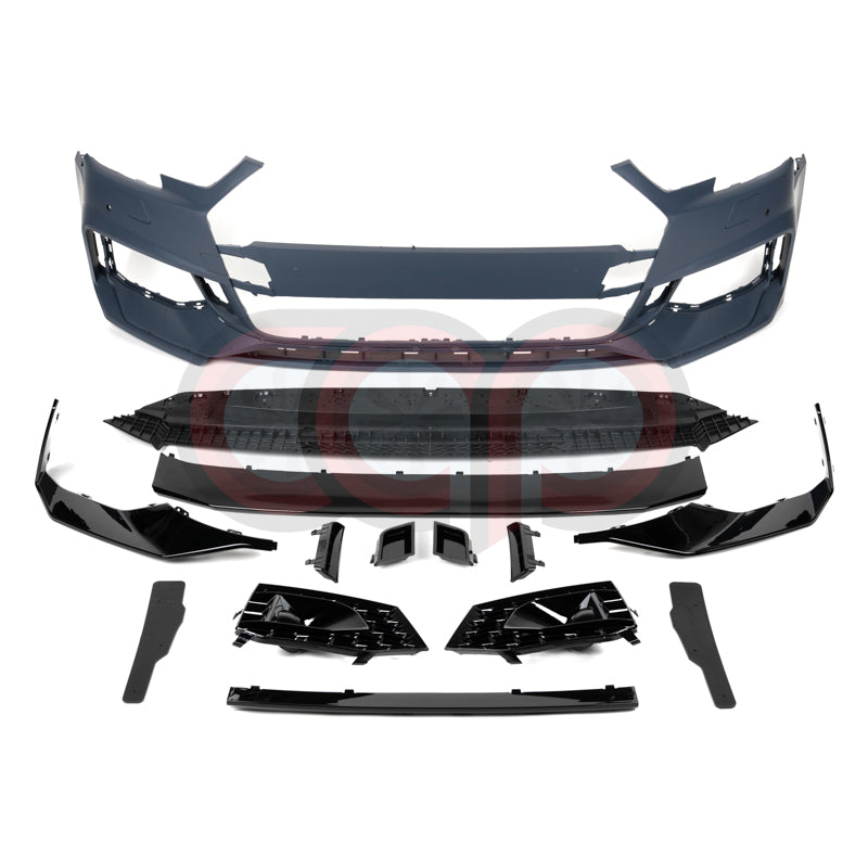 B9 Front Bumper RS4 Bumper V2 RS4 Grille Black Frame Black Mesh Both Styles Included Non-ACC | Audi B9 A4, S4 | Canadian Auto Performance