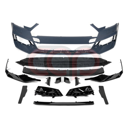 B9 Front Bumper RS4 Bumper V2 RS4 Grille Black Frame Black Mesh Both Styles Included Non-ACC | Audi B9 A4, S4 | Canadian Auto Performance