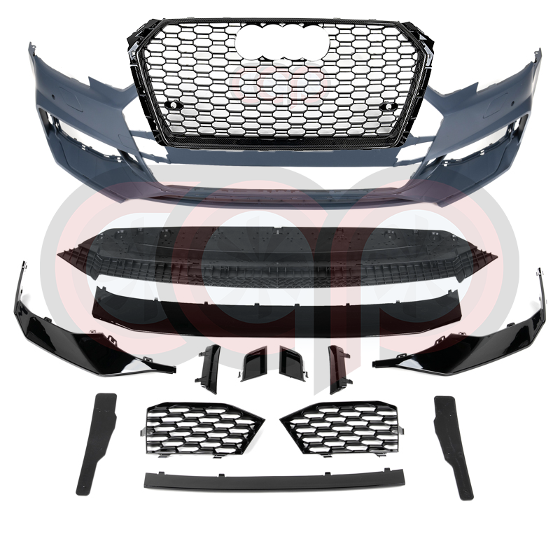 B9 Front Bumper RS4 Bumper V2 RS4 Grille Black Frame Black Mesh Both Styles Included Non-ACC | Audi B9 A4, S4 | Canadian Auto Performance