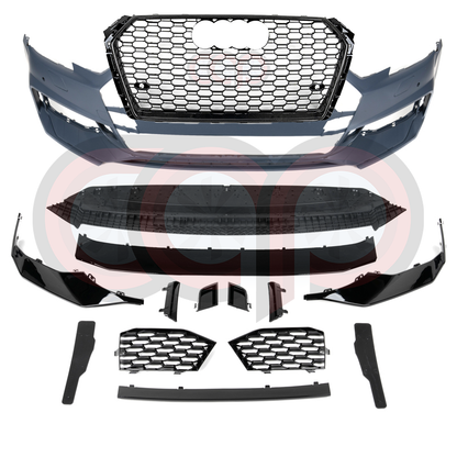 B9 Front Bumper RS4 Bumper V2 RS4 Grille Black Frame Black Mesh Both Styles Included Non-ACC | Audi B9 A4, S4 | Canadian Auto Performance