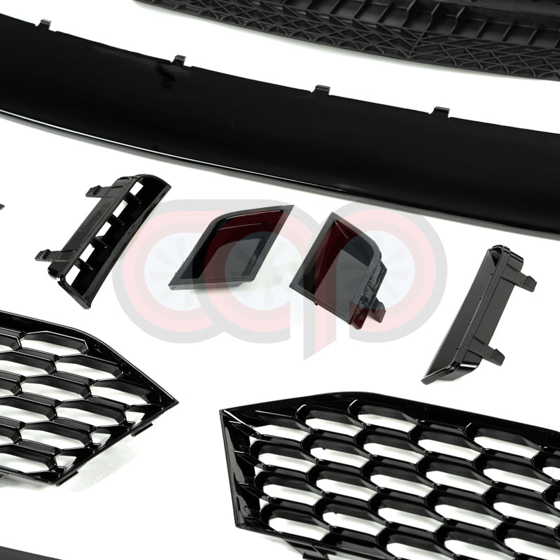 B9 Front Bumper RS4 Bumper V2 RS4 Grille Black Frame Black Mesh Both Styles Included Non-ACC | Audi B9 A4, S4 | Canadian Auto Performance