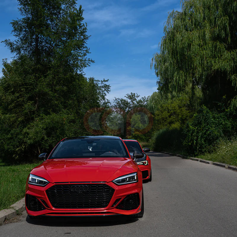 B9 Front Bumper 2023 B9.5 RS5 Bumper V3 B9.5 RS5 Style Grille Black Fame Black Mesh Both Styles Included Non-ACC | Audi B9 A5, S5 | Canadian Auto Performance