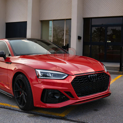 B9 Front Bumper 2023 B9.5 RS5 Bumper V3 B9.5 RS5 Style Grille Black Fame Black Mesh Both Styles Included Non-ACC | Audi B9 A5, S5 | Canadian Auto Performance