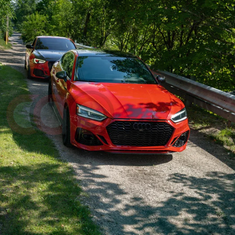 B9 Front Bumper 2023 B9.5 RS5 Bumper V3 B9.5 RS5 Style Grille Black Fame Black Mesh Both Styles Included Non-ACC | Audi B9 A5, S5 | Canadian Auto Performance