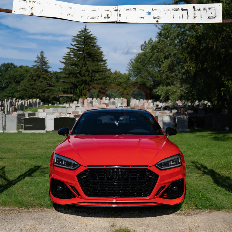 B9 Front Bumper 2023 B9.5 RS5 Bumper V3 B9.5 RS5 Style Grille Black Fame Black Mesh Both Styles Included Non-ACC | Audi B9 A5, S5 | Canadian Auto Performance
