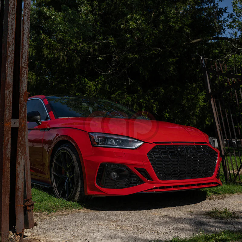 B9 Front Bumper 2023 B9.5 RS5 Bumper V3 B9.5 RS5 Style Grille Black Fame Black Mesh Both Styles Included Non-ACC | Audi B9 A5, S5 | Canadian Auto Performance