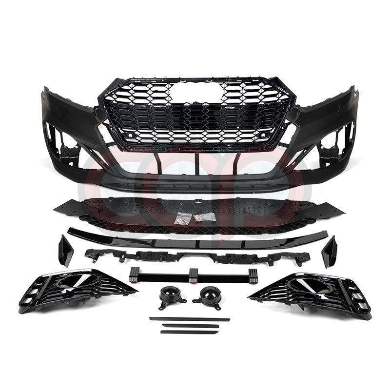 B9 Front Bumper 2023 B9.5 RS5 Bumper V3 B9.5 RS5 Style Grille Black Fame Black Mesh Both Styles Included Non-ACC | Audi B9 A5, S5 | Canadian Auto Performance