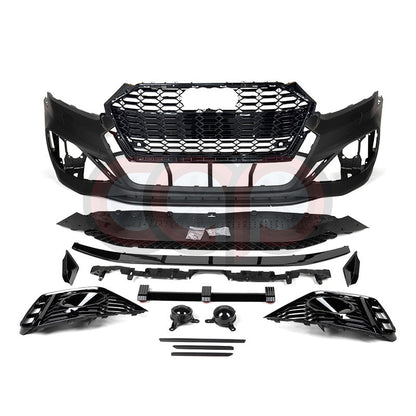 B9 Front Bumper 2023 B9.5 RS5 Bumper V3 B9.5 RS5 Style Grille Black Fame Black Mesh Both Styles Included Non-ACC | Audi B9 A5, S5 | Canadian Auto Performance