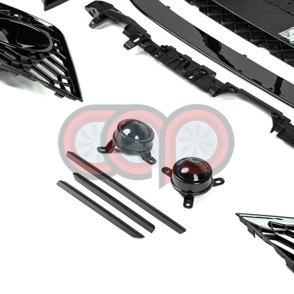 B9 Front Bumper 2023 B9.5 RS5 Bumper V3 B9.5 RS5 Style Grille Black Fame Black Mesh Both Styles Included Non-ACC | Audi B9 A5, S5 | Canadian Auto Performance