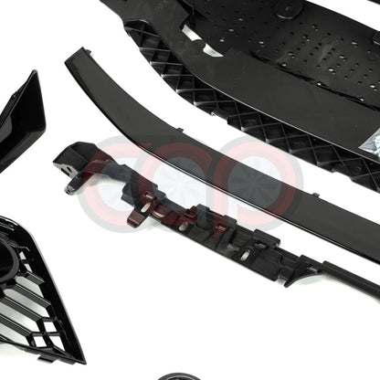 B9 Front Bumper 2023 B9.5 RS5 Bumper V3 B9.5 RS5 Style Grille Black Fame Black Mesh Both Styles Included Non-ACC | Audi B9 A5, S5 | Canadian Auto Performance