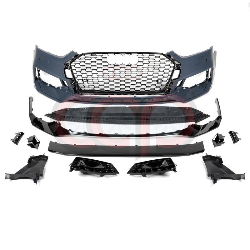 B9 Front Bumper RS5 Bumper V2 RS5 Grille Black Frame Black Mesh Both Styles Included Non-ACC | Audi B9 A5, S5 | Canadian Auto Performance