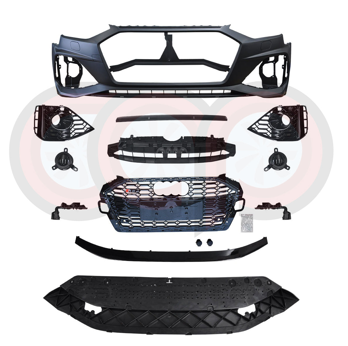 B9.5 Front Bumper RS4 Style Bumper RS4 Grille Black Frame Black Mesh | Audi B9.5 A4 Allroad | Canadian Auto Performance