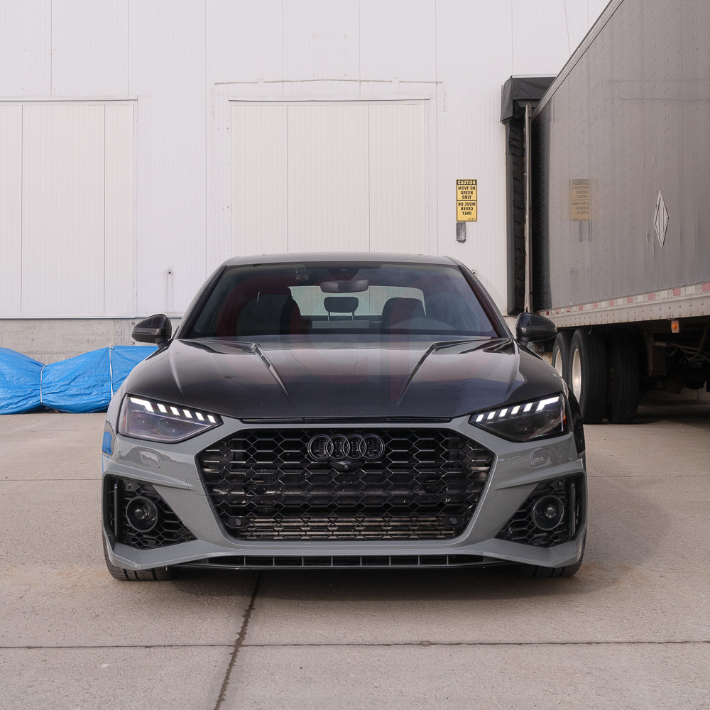 B9.5 Front Bumper RS4 Bumper V1 RS4 Grille Black Frame Black Mesh | Audi B9.5 A4, S4 | Canadian Auto Performance