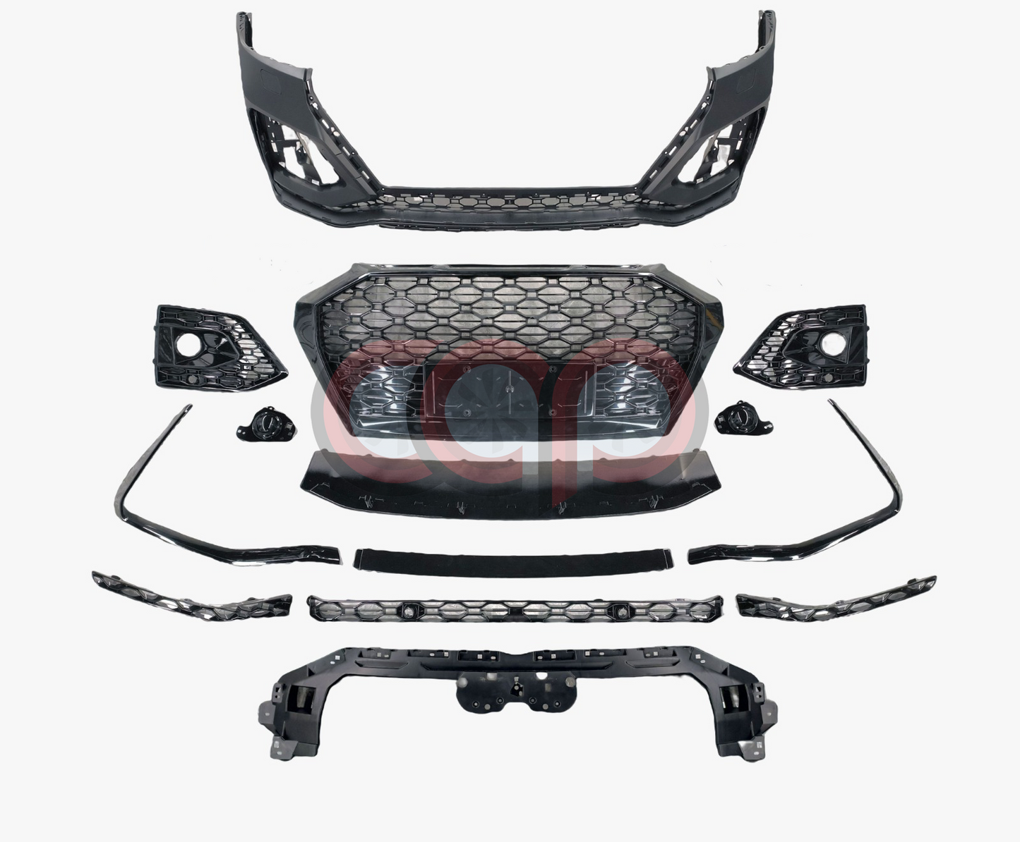 B9.5/FY.5 Front Bumper RS RSQ5 RSQ8 Style RS Plain Grille Black Frame Black Mesh | Audi B9.5/FY.5 Q5 Non S-Line SUV, Q5 S-Line SUV, SQ5 SUV, Q5 Sportback, SQ5 Sportback | Canadian Auto Performance