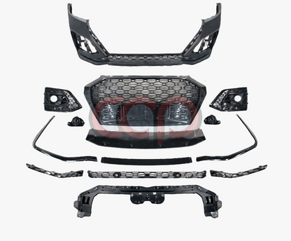 B9.5/FY.5 Front Bumper RS RSQ5 RSQ8 Style RS Plain Grille Black Frame Black Mesh | Audi B9.5/FY.5 Q5 Non S-Line SUV, Q5 S-Line SUV, SQ5 SUV, Q5 Sportback, SQ5 Sportback | Canadian Auto Performance