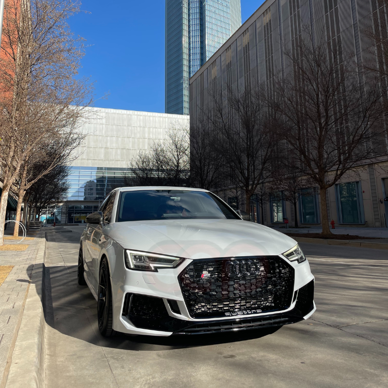 B9 Front Bumper RS4 Bumper V2 RS4 Grille Black Frame Black Mesh Both Styles Included Non-ACC | Audi B9 A4, S4 | Canadian Auto Performance