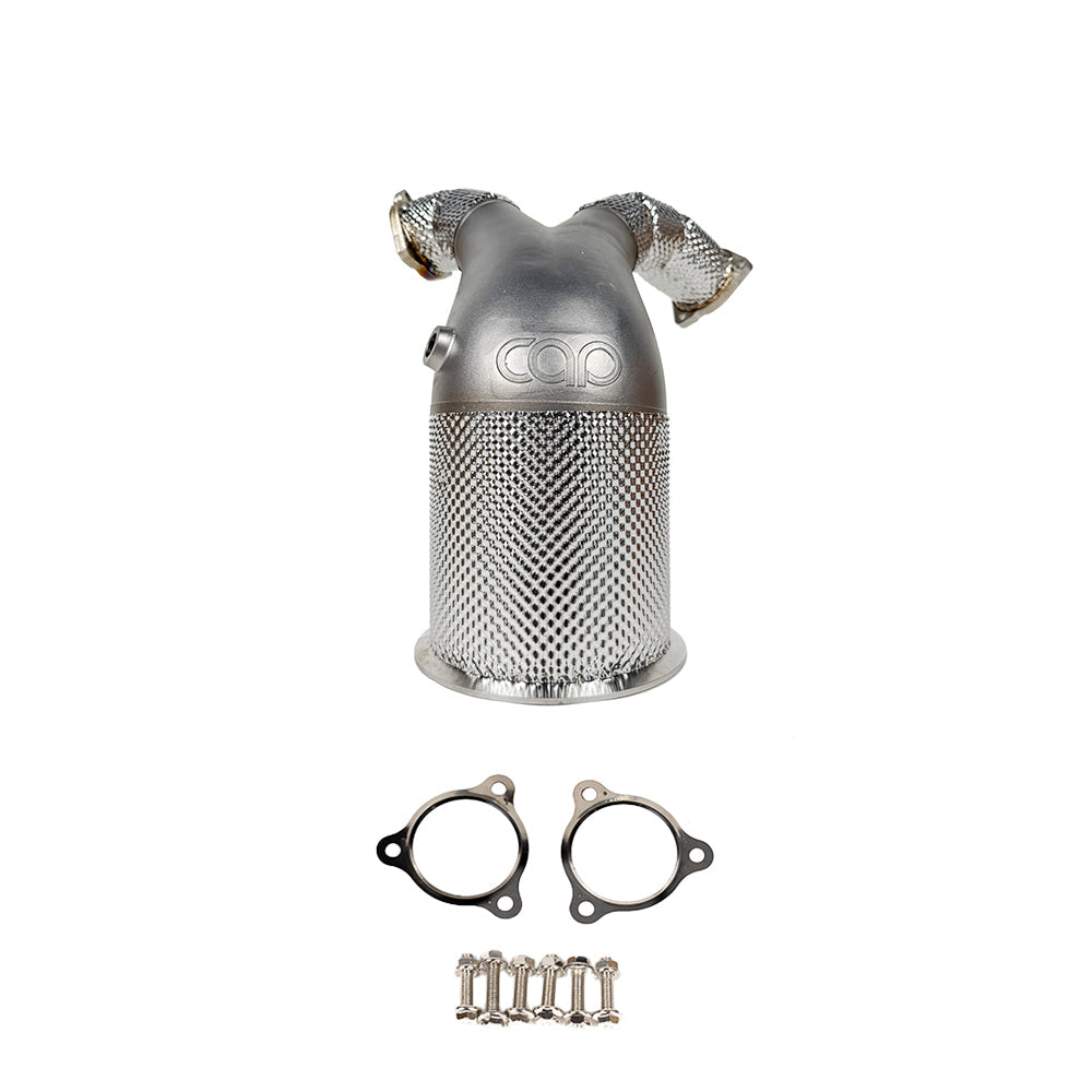 B9/B9.5 3.0T Cast V3 Catted Downpipe V3 Heat Shield Yes Gaskets Bolts High Flow Cat | Audi B9/B9.5 S4, S5 | Canadian Auto Performance