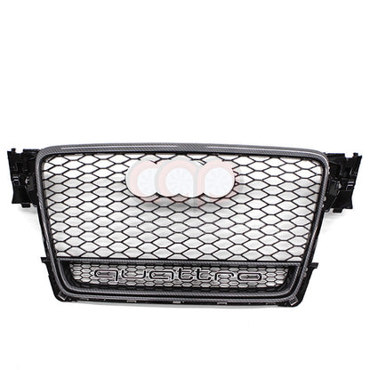 B8 RS4 Honeycomb Grille Quattro Black Frame Black Mesh Black Lower Frame | Audi B8 A4 Non S-Line Sedan, A4 S-Line Sedan, S4 Sedan | Canadian Auto Performance