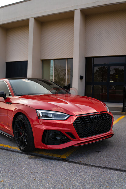 B9 Front Bumper 2023 B9.5 RS5 Bumper V3 B9.5 RS5 Style Grille Black Fame Black Mesh Both Styles Included Non-ACC | Audi B9 A5, S5 | Canadian Auto Performance