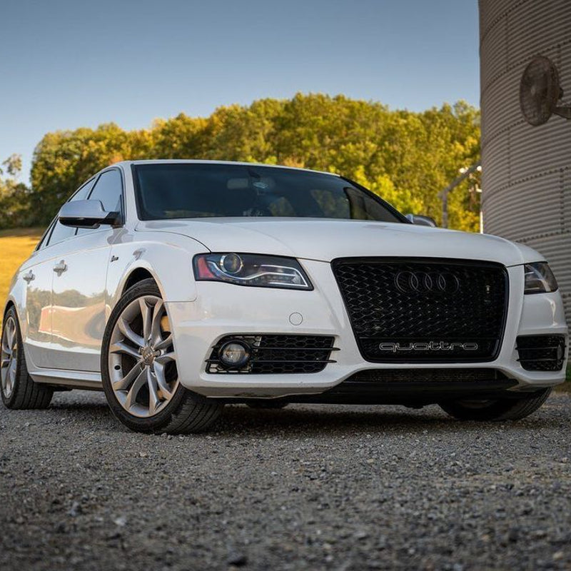 B8 RS4 Honeycomb Grille Quattro Black Frame Black Mesh Black Lower Frame | Audi B8 A4 Non S-Line Sedan, A4 S-Line Sedan, S4 Sedan | Canadian Auto Performance
