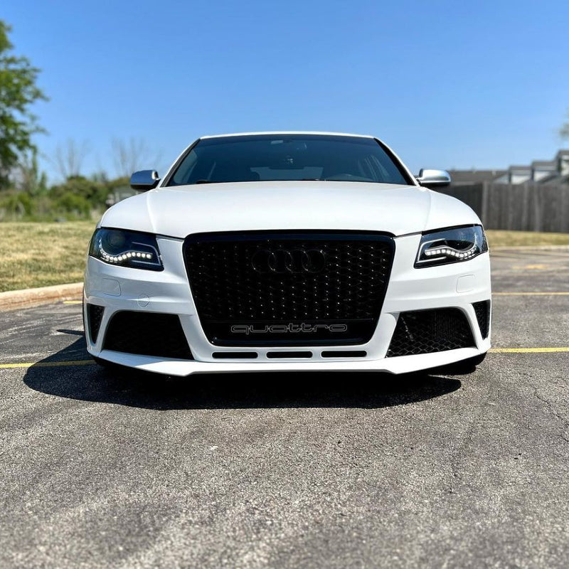B8 RS4 Honeycomb Grille Quattro Black Frame Black Mesh Black Lower Frame | Audi B8 A4 Non S-Line Sedan, A4 S-Line Sedan, S4 Sedan | Canadian Auto Performance
