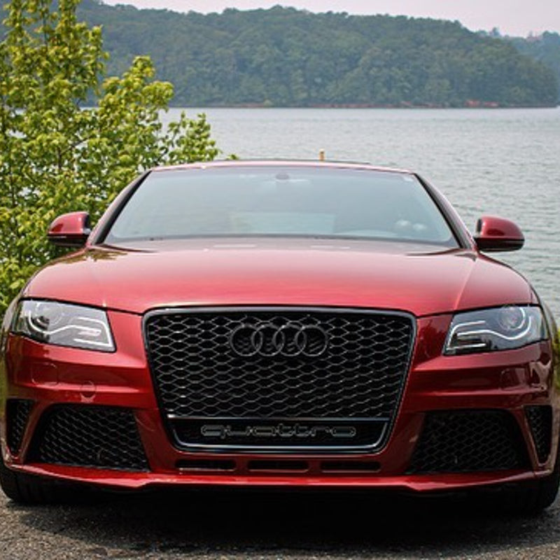 B8 RS4 Honeycomb Grille Quattro Black Frame Black Mesh Black Lower Frame | Audi B8 A4 Non S-Line Sedan, A4 S-Line Sedan, S4 Sedan | Canadian Auto Performance