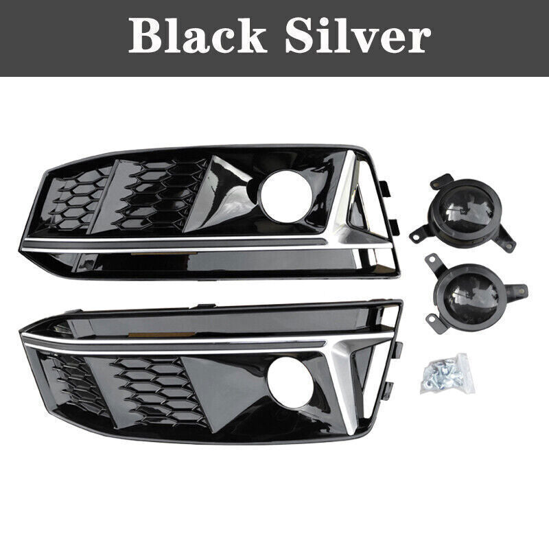 B9 RS4 RS Fog Grilles Silver Trim V1 Black Silver Trim | Audi B9 A4 S-Line, S4 | Canadian Auto Performance