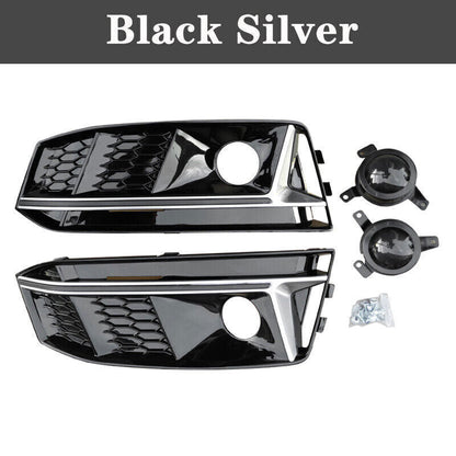 B9 RS4 RS Fog Grilles Silver Trim V1 Black Silver Trim | Audi B9 A4 S-Line, S4 | Canadian Auto Performance