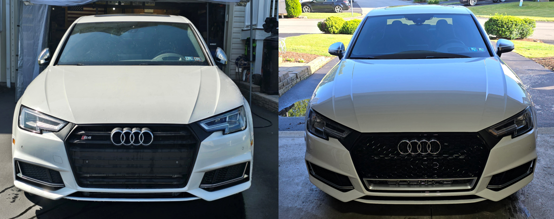 B9 RS4 Honeycomb Lower Frame Grille Quattro Silver Frame | Audi B9 A4 Non S-Line, A4 S-Line, S4 | Canadian Auto Performance